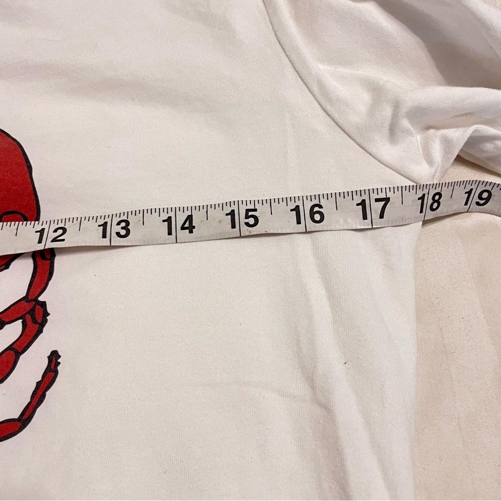 Long sleeve cotton tee Beach vacation Lobster with scoop neck oversized Small - Picture 5 of 6